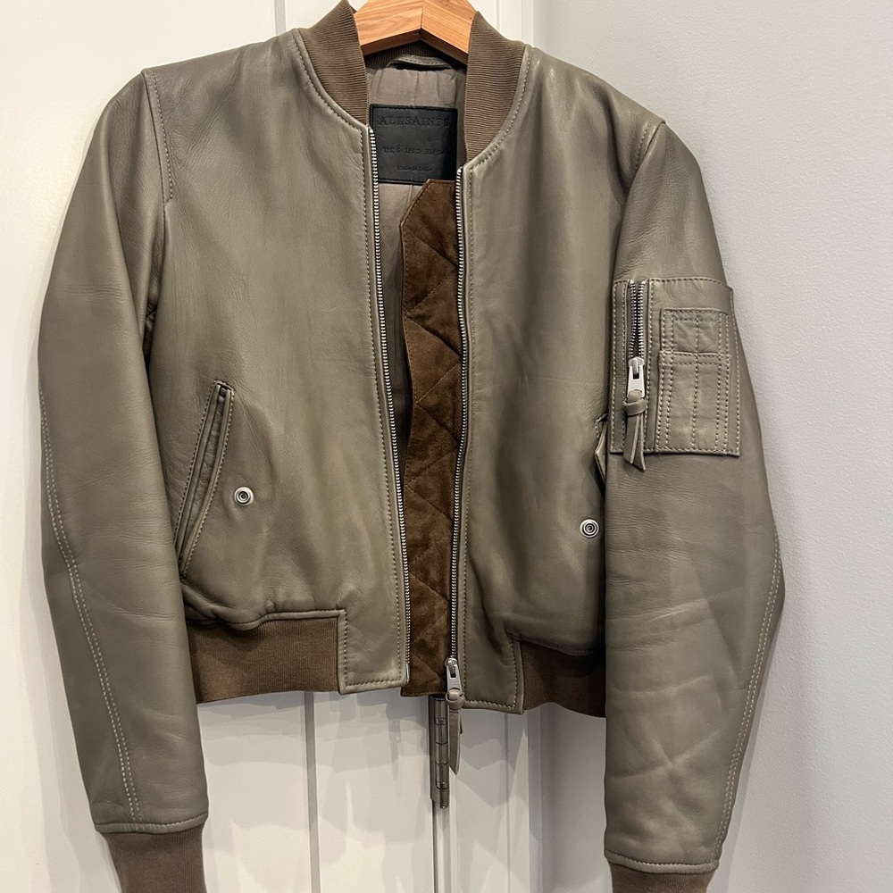 All Saints leather bomber